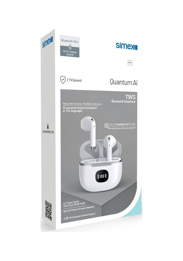 Simex Quantum TWS Dijital Göstergeli Ai Yapay Zekalı Bluetooth Kulaklık